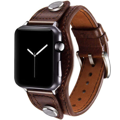Leather Cuff Watch Strap Coffee / 38mm (Series 1, 2 & 3)