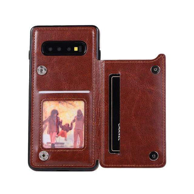 Leather Samsung Galaxy Note Wallet Case For Galaxy Note 8 / Brown
