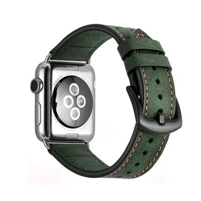 2 Tone Leather Watch Strap Green / 38mm, 40mm & 41mm