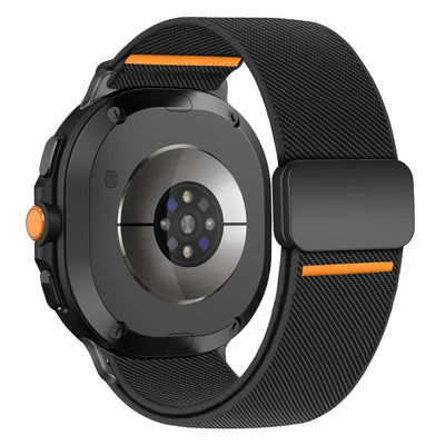 Magnetic Nylon Sports Strap For Samsung Watch 8 Black-Orange / Galaxy Watch 8 40mm