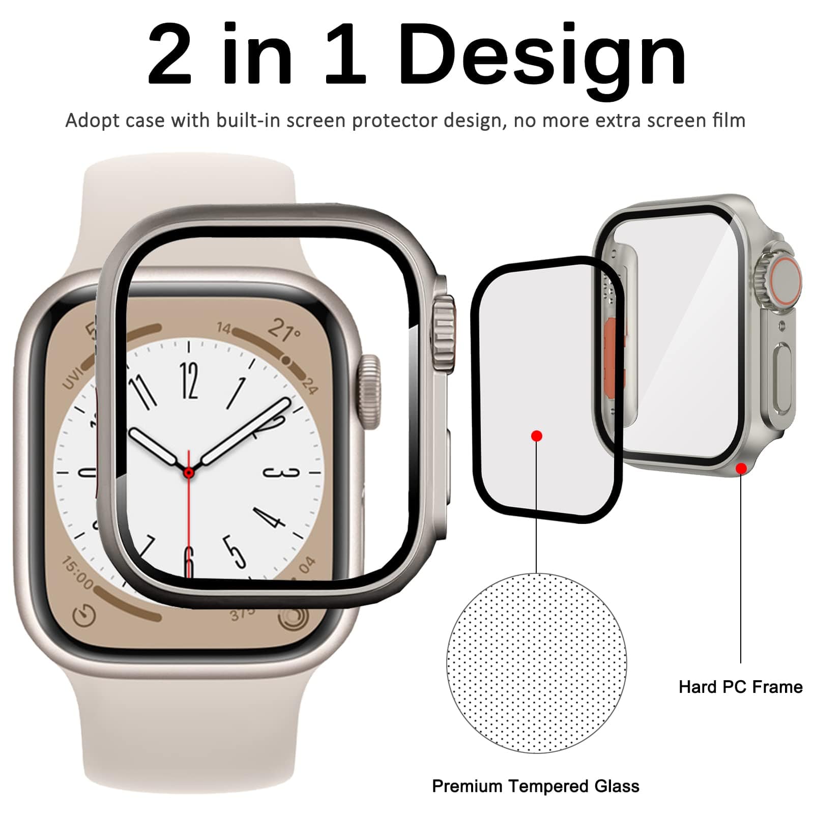 Tempered Glass Scratch Proof Case For Apple Watch