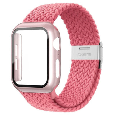 Braided Loop Watch Band With Case Pink Punch / 38mm (Series 1, 2 & 3)