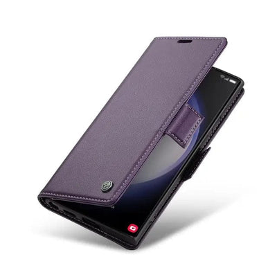 RFID Leather Card Holder Case For Samsung Galaxy Galaxy S10 / Purple